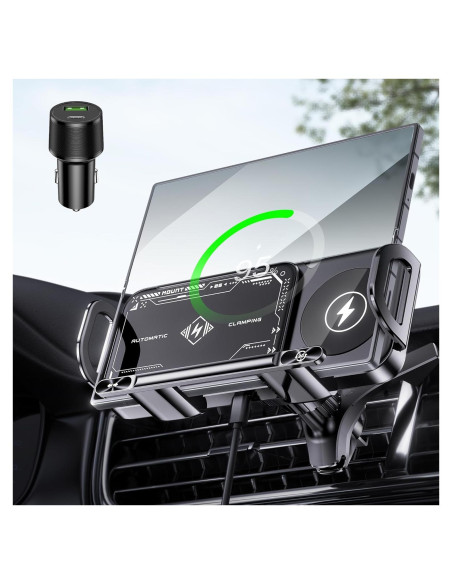 Soporte Cargador Inalámbrico Auto JDHDL 15W Doble Bobina Soporte Cargador Inalámbrico Auto JDHDL 15W Doble Bobina