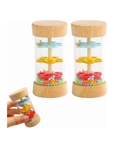 Oneshow Palos de Lluvia de Madera Montessori - Paquete de 2
