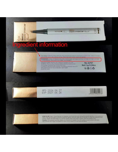 Lápiz de Cejas 4 Puntas Yulinlon Negro Impermeable 36h Lápiz de Cejas 4 Puntas Yulinlon Negro Impermeable 36h
