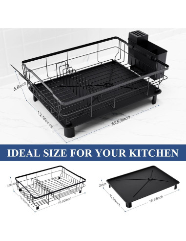 Estante para Secar Platos Homaxy Negro 42.93x32.99 cm Multifuncional