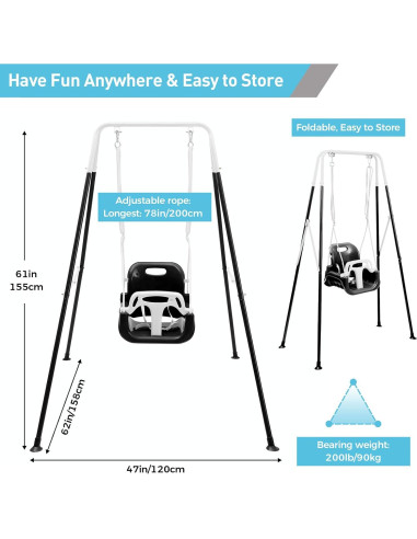 Columpio 3-en-1 FUNLIO para Niños Pequeños - Negro