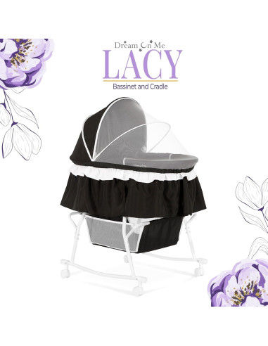 Cuna y Mecedora Portátil 2 en 1 Dream On Me Lacy Negra