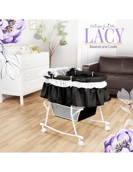 Cuna y Mecedora Portátil 2 en 1 Dream On Me Lacy Negra Cuna y Mecedora Portátil 2 en 1 Dream On Me Lacy Negra