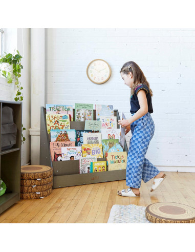 Exhibidor de Libros ECR4Kids Lavado Gris 91x38cm para Niños
