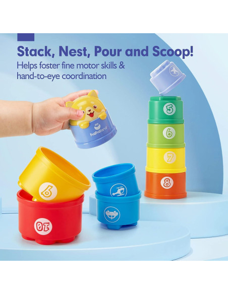 Juguete Apilable Hahaland para Bebés - Tazas Coloridas con Luz Juguete Apilable Hahaland para Bebés - Tazas Coloridas con Luz