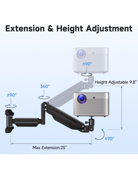 Soporte de Pared para Proyector Suptek WM18YTL - Ajustable 10-63.5cm Soporte de Pared para Proyector Suptek WM18YTL - Ajustable 10-63.5cm