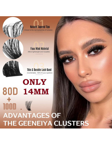 Kit de Extensión de Pestañas Geeneiya 14MM Volumen Natural