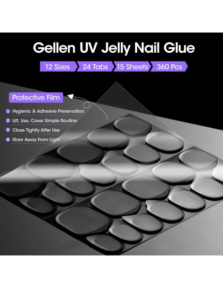 Gellen 360 Pcs Tabs Adhesivos para Uñas UV - 15 Hojas Gellen 360 Pcs Tabs Adhesivos para Uñas UV - 15 Hojas