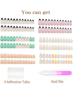 6 Paquetes Uñas Postizas Medianas Misssix 144 Pcs Almendras 2