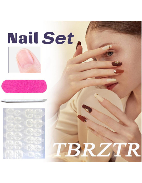 Uñas Postizas de Almendra TBRZTR 24 Pcs Blancas Francesas Uñas Postizas de Almendra TBRZTR 24 Pcs Blancas Francesas