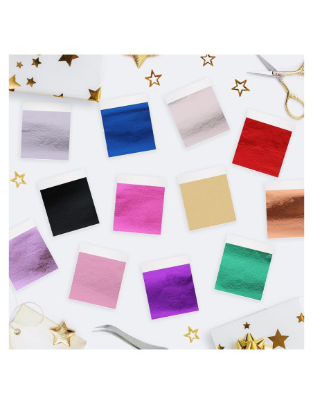 Set de 120 Hojas de Oro Metálicas para Manualidades - 12 Colores Set de 120 Hojas de Oro Metálicas para Manualidades - 12 Colores