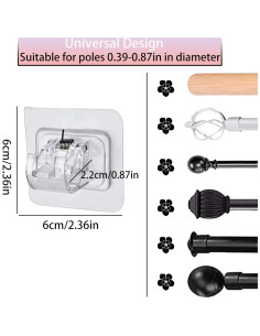 Soporte de Barra de Cortina Adhesivo MaoMaoCha 4 Pcs 5 KG 2