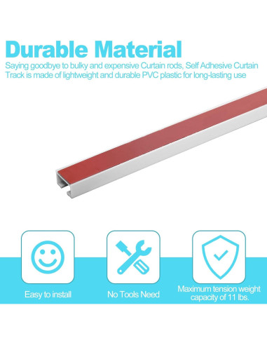 Riel de Cortina Autoadhesivo Wadoy 81 cm Montaje Techo/Pared