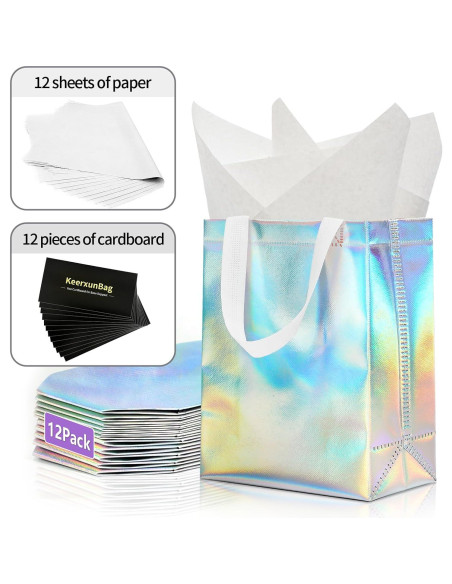12 Bolsas de Regalo Reutilizables KeerxunBag Holográficas 25.4x10.2x20.3cm 12 Bolsas de Regalo Reutilizables KeerxunBag Holográficas 25.4x10.2x20.3cm