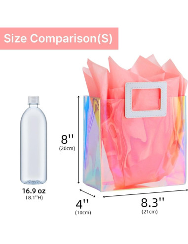Bolsa de Regalo Holográfica VUOJUR 21cm con Papel de Seda Coral