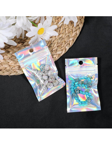 Paquete de 100 Bolsas Plásticas Holográficas Reutilizables 12x7.5cm