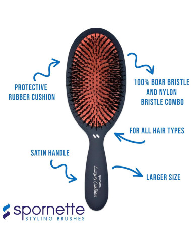 Cepillo Ovalado Spornette LX-1 Grande con Cerdas de Jabalí y Nylon