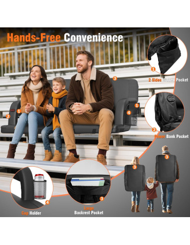 Asiento de Estadio Calentado Suteck 23" Negro con Respaldo