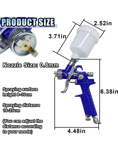 Pistola de Pintura HVLP BDZMC 0.8 mm 125 cc Ajustable