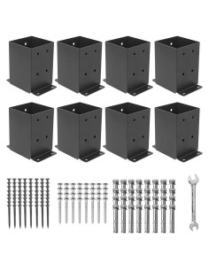 Base de Poste 4x4 AXWHYS - Acero Negro Revestido, 8 Pcs