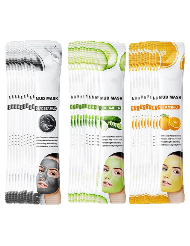 Conjunto de 30 Mascarillas de Barro Etuanxi - Vitamina C y Pepino