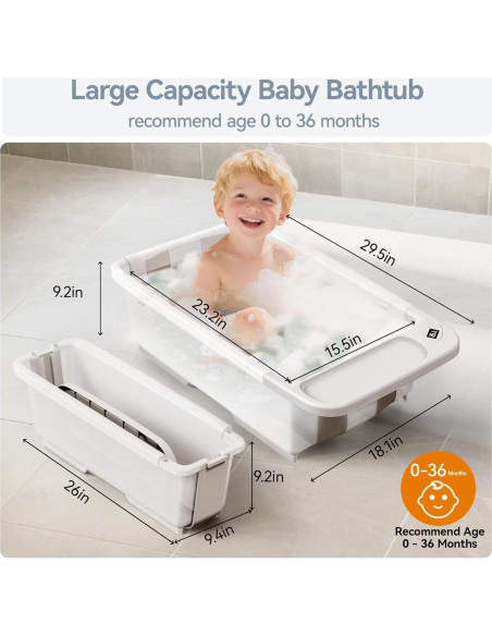 Bañera Plegable para Bebés Elyelsanns - Gran Capacidad con Termómetro Bañera Plegable para Bebés Elyelsanns - Gran Capacidad con Termómetro