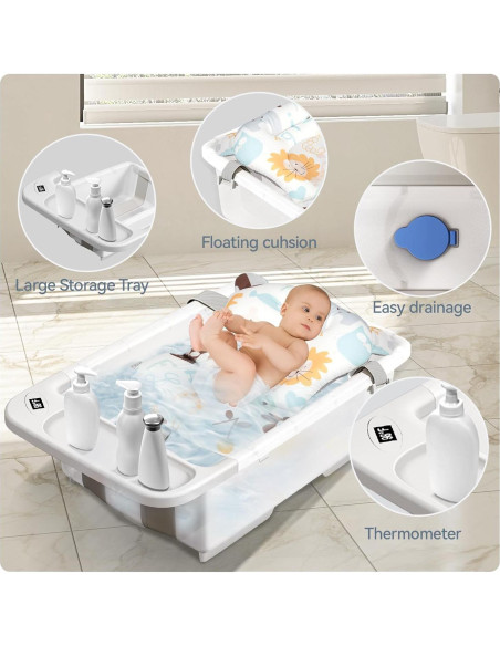 Bañera Plegable para Bebés Elyelsanns - Gran Capacidad con Termómetro Bañera Plegable para Bebés Elyelsanns - Gran Capacidad con Termómetro