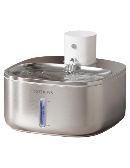 Fuente de Agua Inalámbrica para Gatos Sarpaws 3.2L Acero Inoxidable Fuente de Agua Inalámbrica para Gatos Sarpaws 3.2L Acero Inoxidable