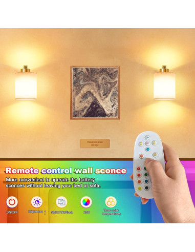 Aplique de Pared Inalámbrico Aiilsmp con Control Remoto - 2 Unidades Doradas