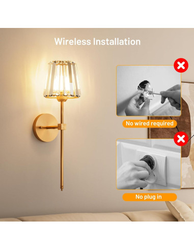 Juego de 2 Apliques de Pared Inalámbricos L.JUJAM Dorados