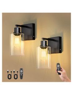 Juego de 2 Apliques de Pared Recargables Kimjo Negro