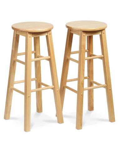 Taburetes de Bar PJ Wood Natural 73.66 cm Juego de 2