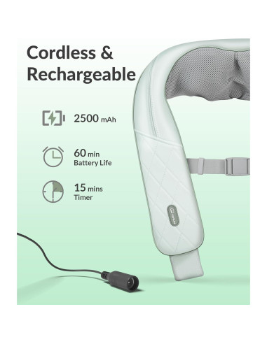 Masajeador de Cuello Inalámbrico Snailax SL-632UC-GRN con Calor