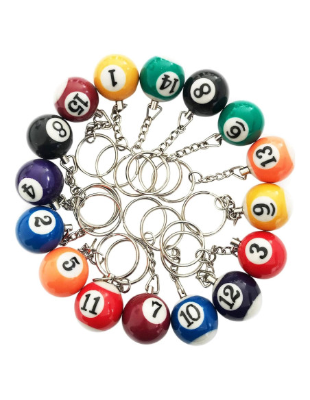 Llaveros de Bola de Billar JUSTAUS 16 Pcs Multicolor Llaveros de Bola de Billar JUSTAUS 16 Pcs Multicolor