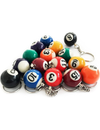 Llaveros de Bola de Billar JUSTAUS 16 Pcs Multicolor