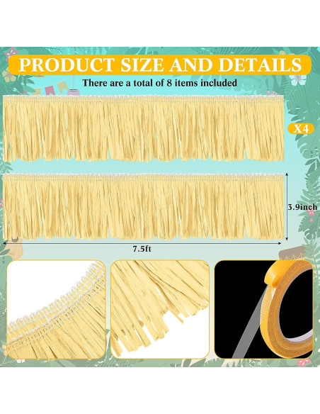 Faldas de Mesa Hawaianas de Papel 4 Rollos 1.19 x 9.14 m Faldas de Mesa Hawaianas de Papel 4 Rollos 1.19 x 9.14 m