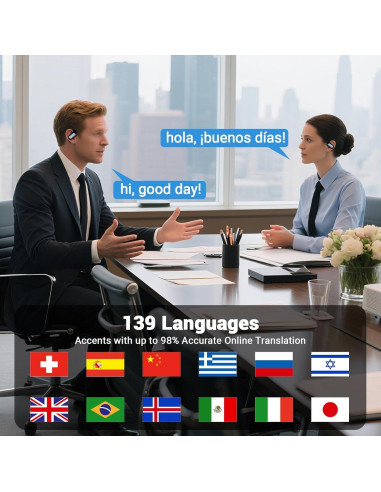 Auriculares Traductores Souroyea Q17 - 144 Idiomas, 10h Batería