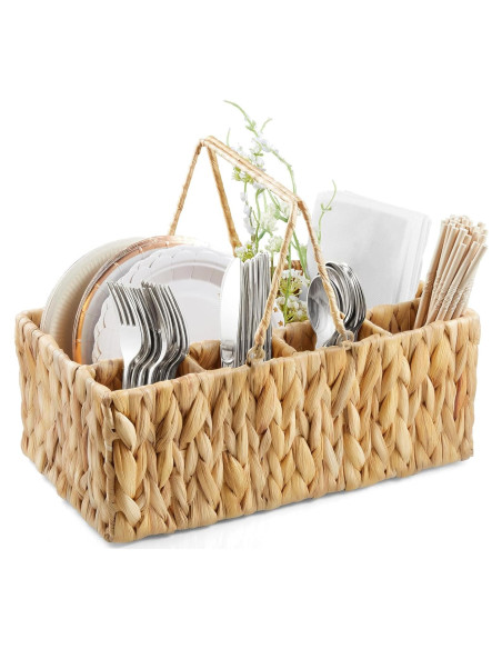 Caddy de Mimbre para Cubiertos YCXNBHH 35.5x20.3x14 cm Caddy de Mimbre para Cubiertos YCXNBHH 35.5x20.3x14 cm