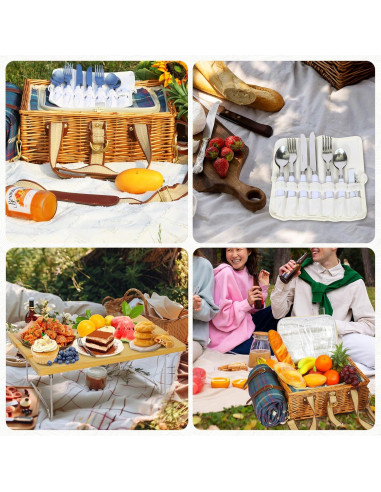 Cesta de Picnic HYBDAMAI para 4 Personas con Mesa Plegable