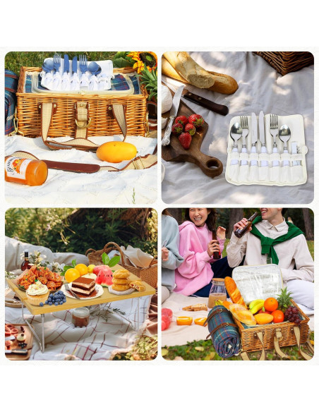 Cesta de Picnic HYBDAMAI para 4 Personas con Mesa Plegable Cesta de Picnic HYBDAMAI para 4 Personas con Mesa Plegable