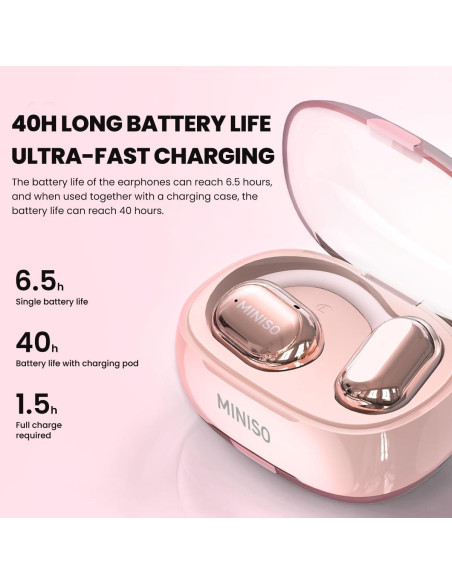 Auriculares Traductores MINISO X39 AI Bluetooth 5.4 Rosa Auriculares Traductores MINISO X39 AI Bluetooth 5.4 Rosa
