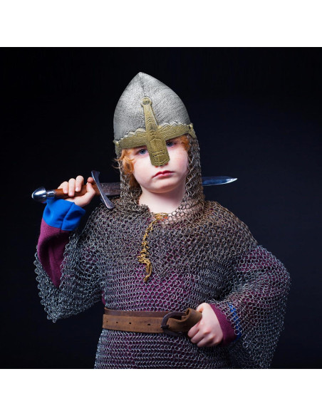 Casco Medieval para Niños Nicky Bigs - Cruzado Plateado 56 cm Casco Medieval para Niños Nicky Bigs - Cruzado Plateado 56 cm