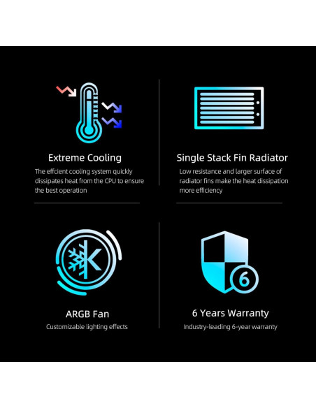 Enfriador Líquido CPU KINGCOOL Aqua Freeze 240mm ARGB Negro Enfriador Líquido CPU KINGCOOL Aqua Freeze 240mm ARGB Negro