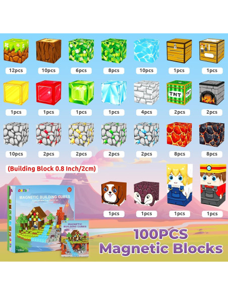 Bloques Magnéticos de Construcción ORZbb 100 Piezas 2x2 cm Bloques Magnéticos de Construcción ORZbb 100 Piezas 2x2 cm