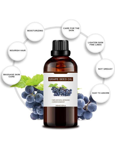 Aceite Esencial de Semilla de Uva 100% Puro 191g - Hidratante Cabello y Piel Aceite Esencial de Semilla de Uva 100% Puro 191g - Hidratante Cabello y Piel