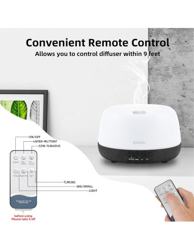 Difusor de Aceite Esencial SEEDSEEL 300ML con Control Remoto
