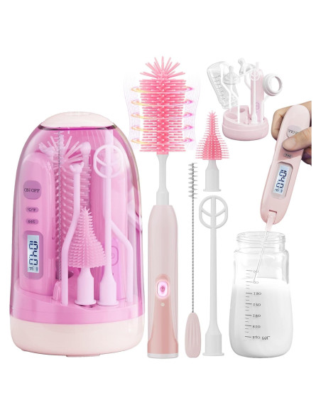 Limpiador de Botellas Eléctrico Boutarzy Rosa Sakura con Termómetro Limpiador de Botellas Eléctrico Boutarzy Rosa Sakura con Termómetro