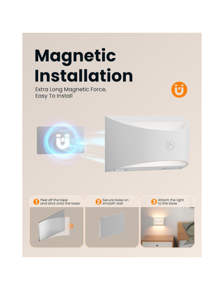 Juego de Apliques de Pared Brightown 2 Pack Recargables Blancos Juego de Apliques de Pared Brightown 2 Pack Recargables Blancos