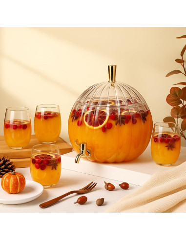 Dispensador de Bebidas Calabaza Potchen 5L con 4 Vasos