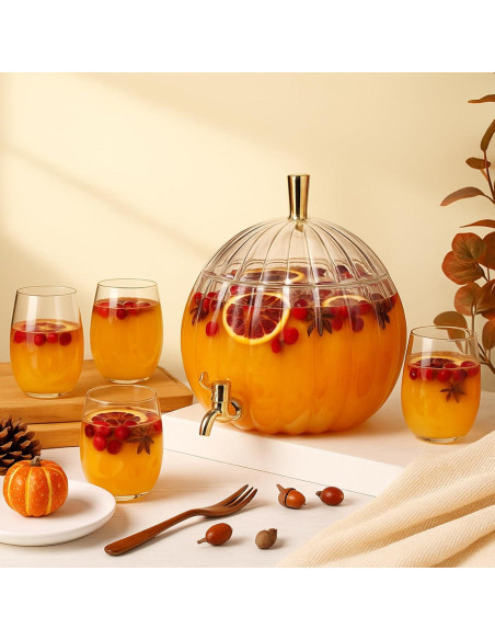 Dispensador de Bebidas Calabaza Potchen 5L con 4 Vasos Dispensador de Bebidas Calabaza Potchen 5L con 4 Vasos
